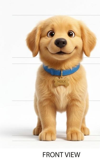 Max, a golden retriever puppy with a blue collar